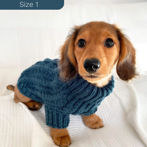 Charlie & Co - Dog Cable Knit Jumper - Dark Blue