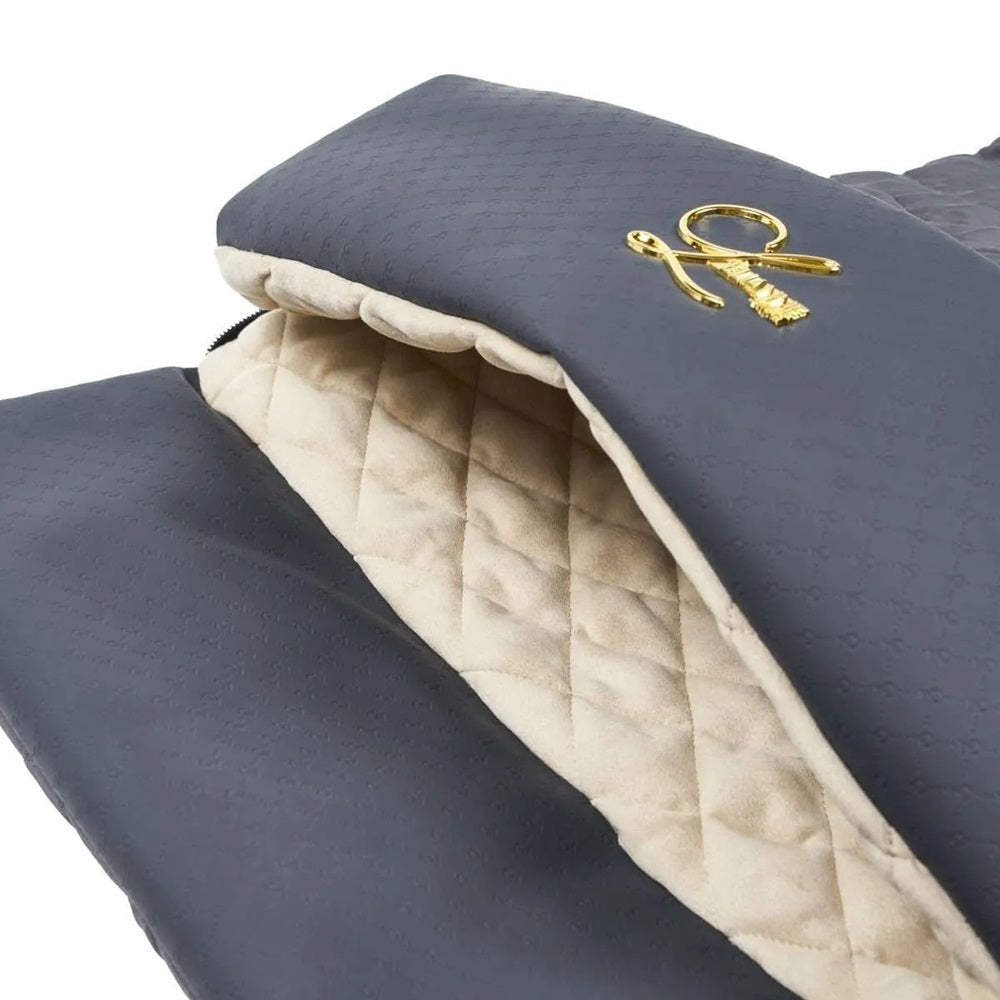 Designer Luxury Dog Sleeping Bag, Small, Charcoal Beige.