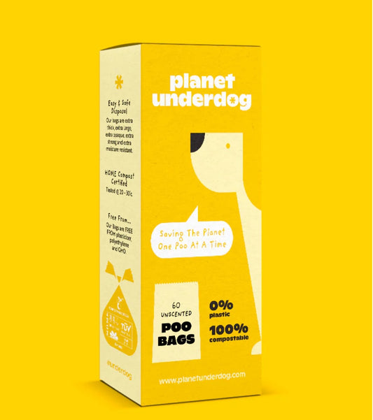 Planet Underdog Planet-Friendly Dog Poop Bags - Compostable - Yellow, 60 bags