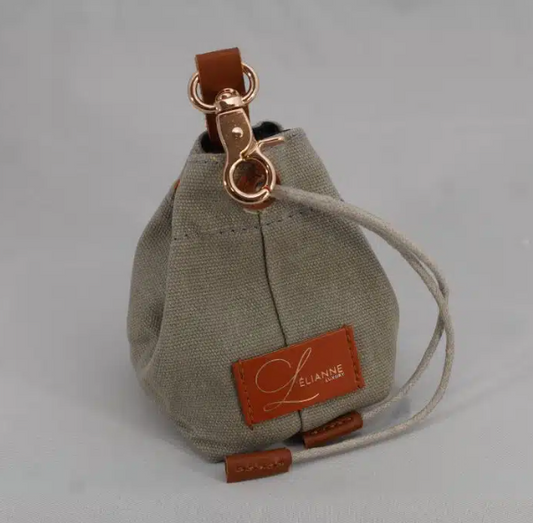 Voyage Treat Pouch - Leather and Canvas - Grey