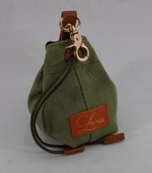 Voyage Treat Pouch - Leather and Canvas - Green