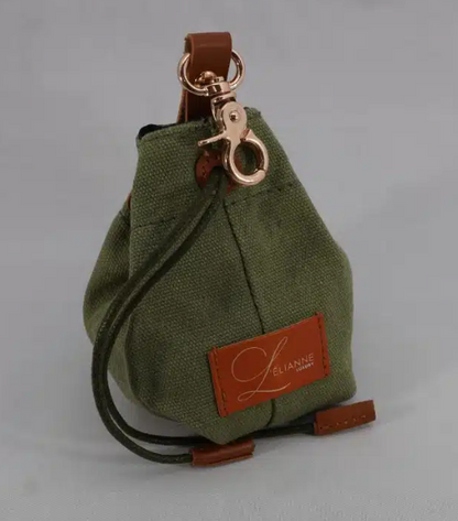 Voyage Treat Pouch - Leather and Canvas - Green