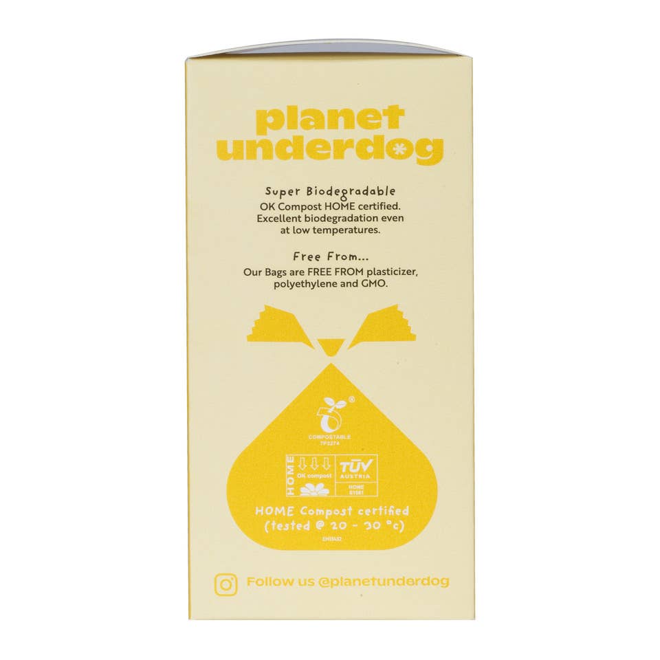Planet Underdog Planet-Friendly Dog Poop Bags - Compostable - Yellow, 60 bags