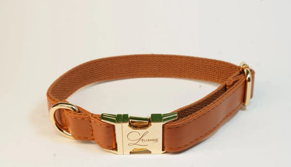 Luxury Dog Collar and Lead in Cognac