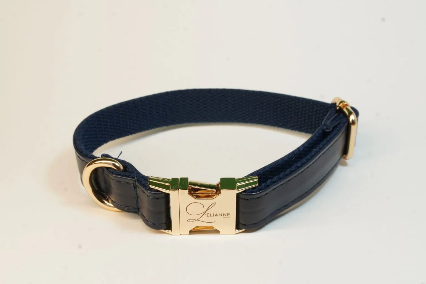 Luxury Dog Collar and Lead in Navy