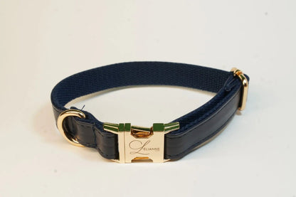Luxury Dog Collar and Lead in Navy
